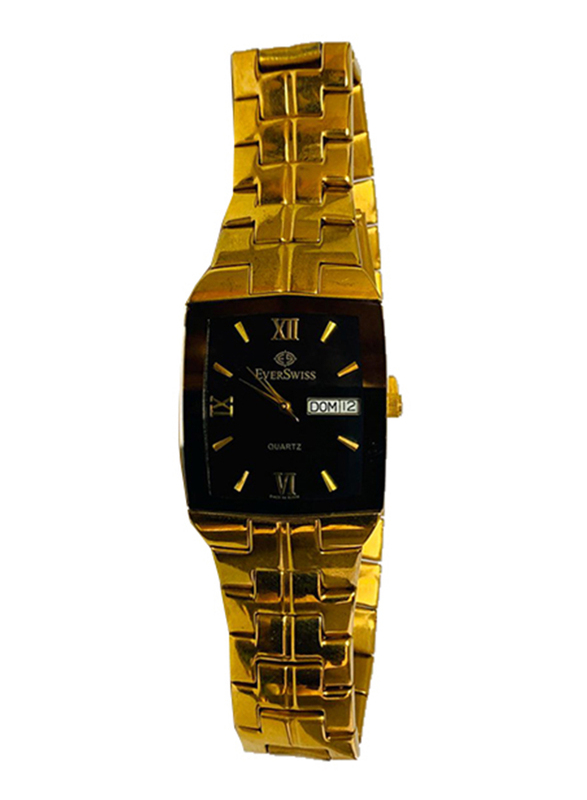 Everswiss Analog Watch for Women with Stainless Steel Band, 9296G, Gold-Black