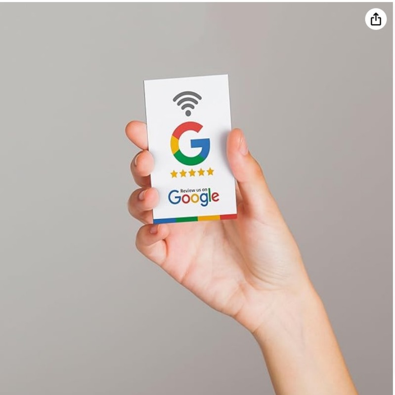 Contactless Sharing Smart NFC Google Review Follow Card (White, Black)