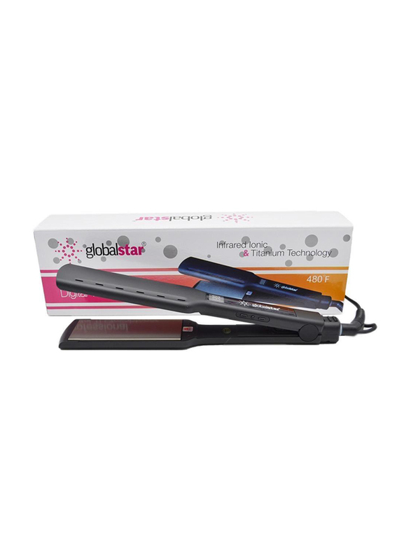 Global Star Professional Hair Straightener, 480F, FL-3002, Black