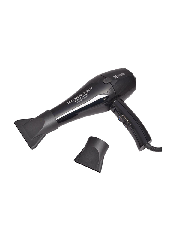 Tecno Elettra Tornado 6000 Super Turbo Professional Hair Dryer, 2500W, Black