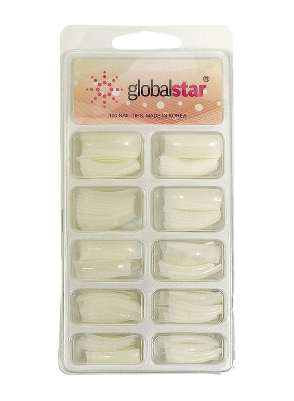 Globalstar Acrylic Natural Nail Extension Tips, TR-8L, 100 Pieces, White