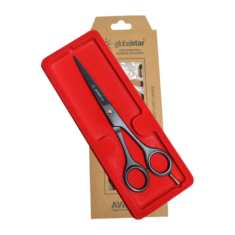 Globalstar Professional 6.5" Hair Cutting Scissors - Sleek Black Finish