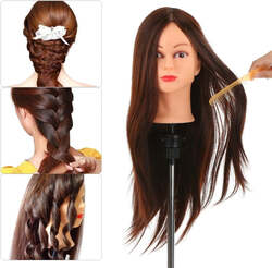 Globalstar 30% Human Hair Mannequin Head with Clamp Holder - 24'' Perfect for Braiding & Styling Practice