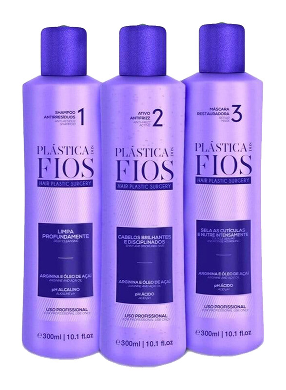 

Cadiveu Plastica Dos Fios 3-Step Brazilian Hair Treatment Botox for All Hair Types, 300ml, 3 Pieces