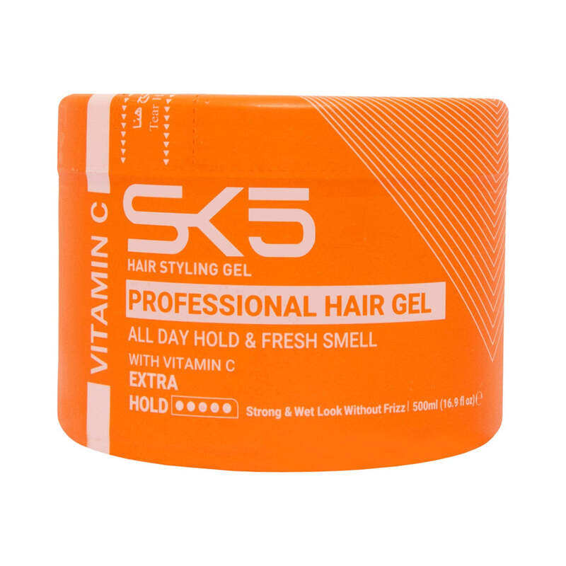 

SK5 Professional Vitamin C Hair Gel 500ml - Extra Hold & Fresh Scent, Non-Sticky & Water-Based