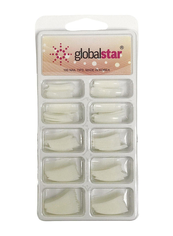 Globalstar Acrylic Natural Nail Extension Tips, TR-8, 100 Pieces, White