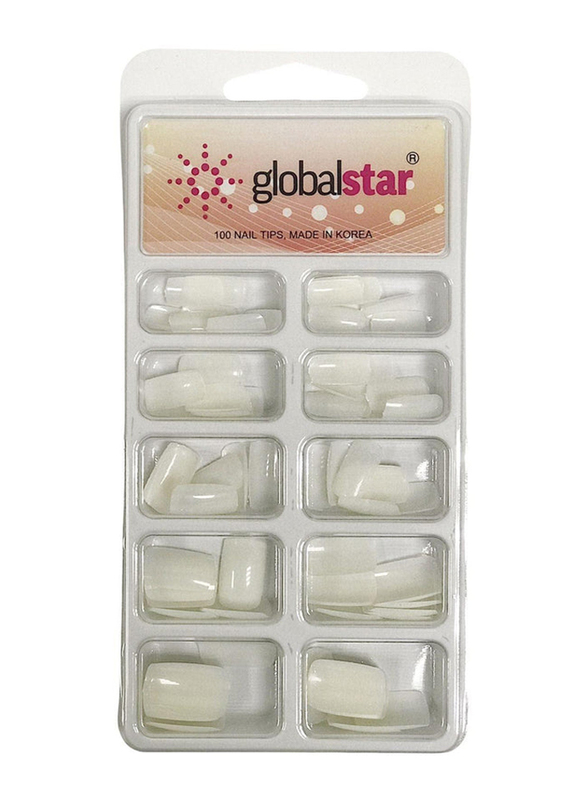 Globalstar Acrylic Natural Nail Extension Tips, TR-14, 100 Pieces, White
