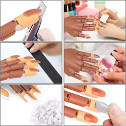 Globalstar Nail Trainer Practice Hand - Flexible Mannequin Hand with 100 Nail Tips