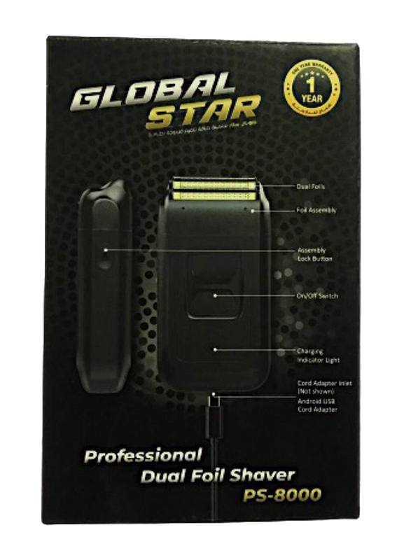 Global Star Professional Dual Foil Shaver, PS-8000, Black