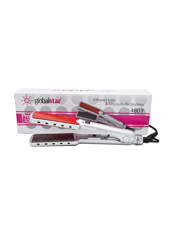 Global Star Professional Hair Straightener, 480F, FL-1003, Silver/Red