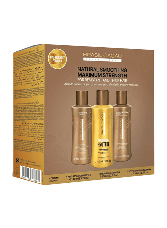 

Brasil Cacau Smoothing Protein Kit for All Hair Types, 110ml, 3 Piece