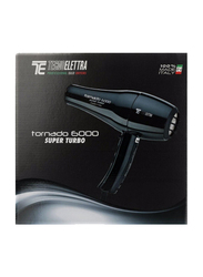 Tecno Elettra Tornado 6000 Super Turbo Professional Hair Dryer, 2500W, Black