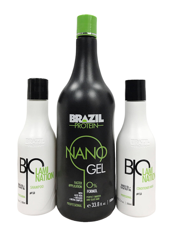 Brazil Protein Bio Lamination Nano Gel 0% Formol Protein Treatment Set, 1000 + 300ml x 2, 3 Pieces