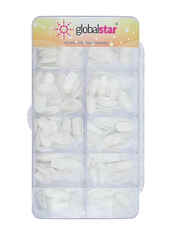 Globalstar Natural Nail Tips, TR-12, 500 Pieces, White