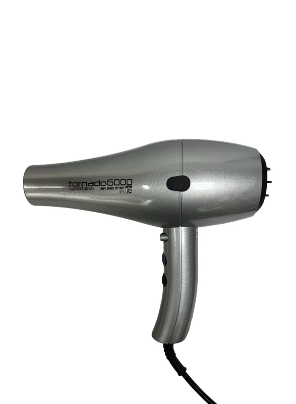 Tecno Elettra Tornado 6000 Super Turbo Professional Hair Dryer, 2500W, Silver