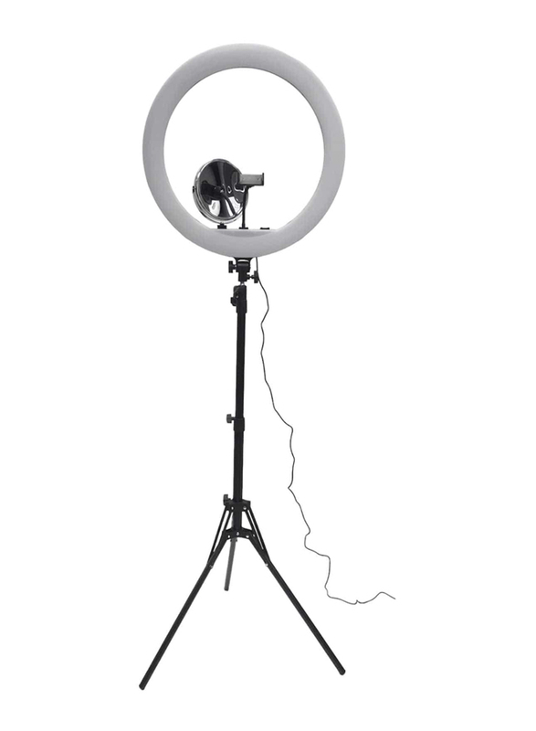 Beautystar LED Ring Light Tripod with Mirror & Phone Holder, White/Black