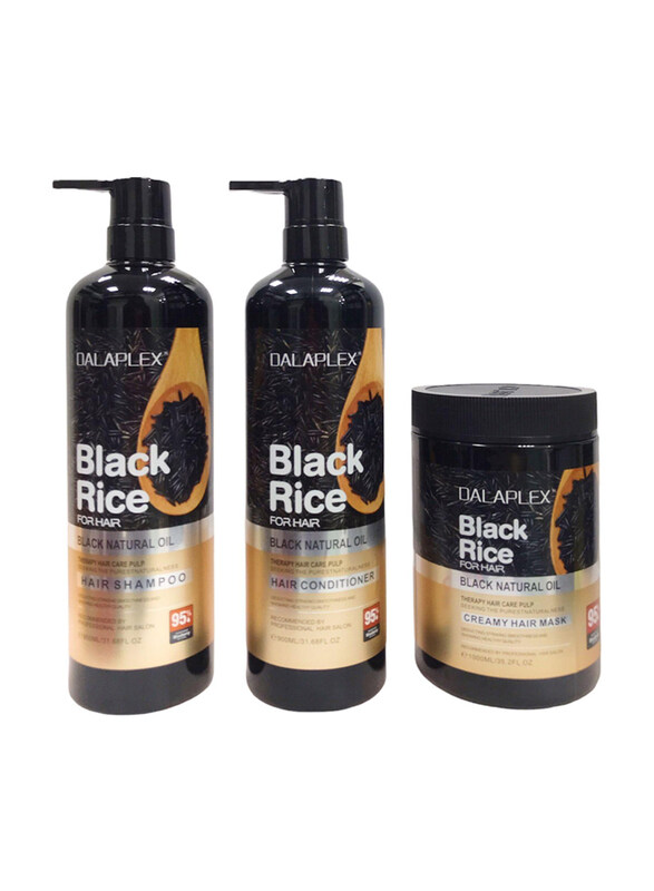 

Dalaplex Black Natural Oil Black Rice Hair Care Set, 3 Pieces