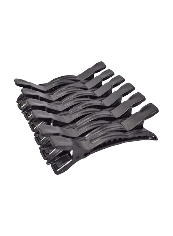 

Globalstar Salon Alligator Tip Plastic Hair Clips, 12 Pieces, Black