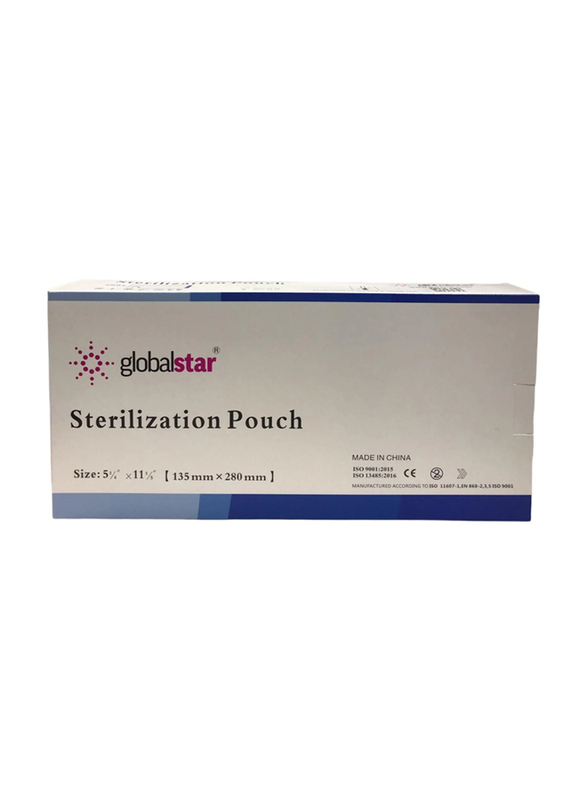 

Globalstar Medical Self Sealing Sterilization Pouch, 5.25 x 11 inch, 100 Pieces, Blue