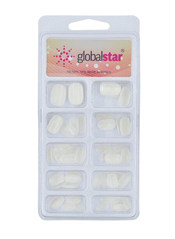 Globalstar Natural Nail Tips, TR-13, 100 Pieces, White