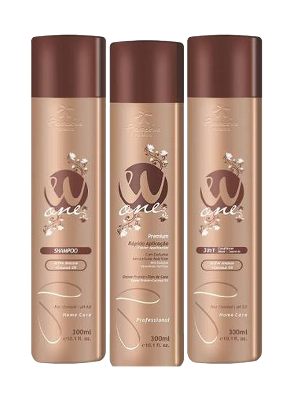 Floractive W-One Nano Protein Hair Straightening Shampoo & Conditioner Set, 3 x 300ml