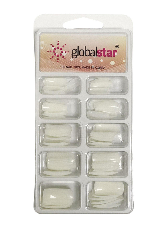 Globalstar Acrylic Natural Nail Extension Tips, TR-17, 100 Pieces, White