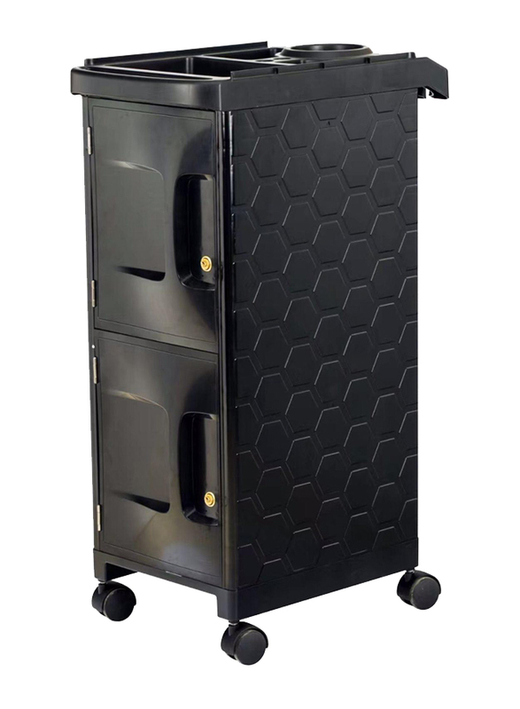 Globalstar Professional 2 Door Salon Trolley with Lock, MS-3203, Black