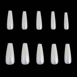 Globalstar Ballerina Nail Tips Set - 500PCS Long Coffin Acrylic Fake Nails, Extra Natural (10 Sizes)