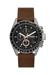 Fossil Analog Wrist Watch for Men with Leather Band, Water Resistant and Chronograph, CH2885, Dark Brown-Black