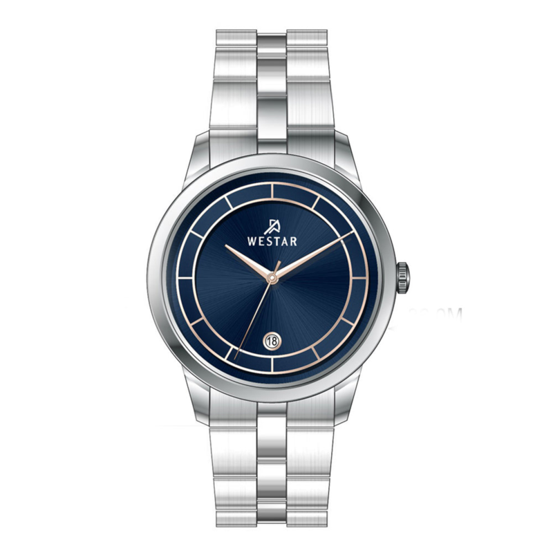 

Westar Analog Watch for Women with Stainless Steel Band, Water Resistant, 00137STN604, Silver-Blue