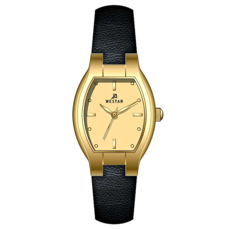 

Westar Analog Watch for Women with Leather Band, Water Resistant, 20311GPN108, Black-Champagne