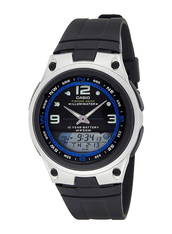 

Casio Analog + Digital Watch for Men with Resin Band, Water Resistant, AW-82-1AVDF, Black-Black/Grey/Blue