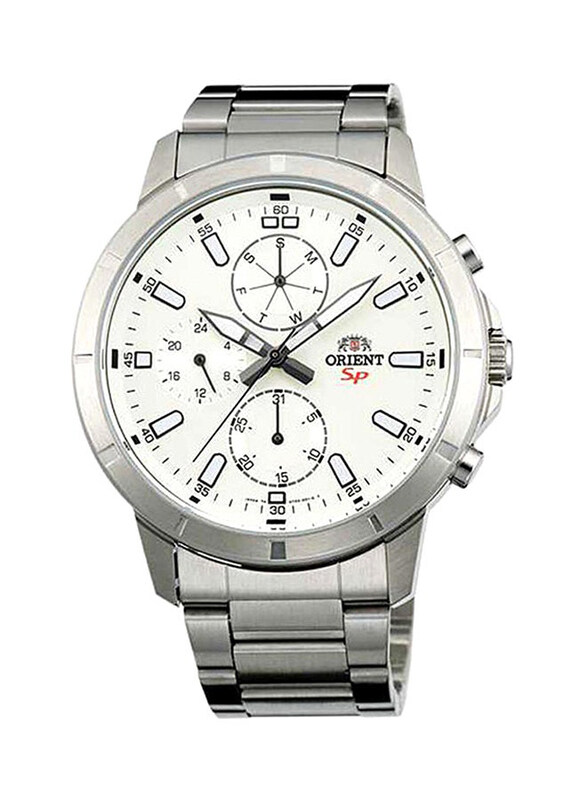 

Orient Analog Watch for Men with Stainless Steel Band, Water Resistant and Chronograph, SUY03002W0, Silver-White