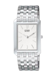 Citizen Eco-Drive Analog Watch for Men with Stainless Steel Band, AR3000-77A, Silver-White