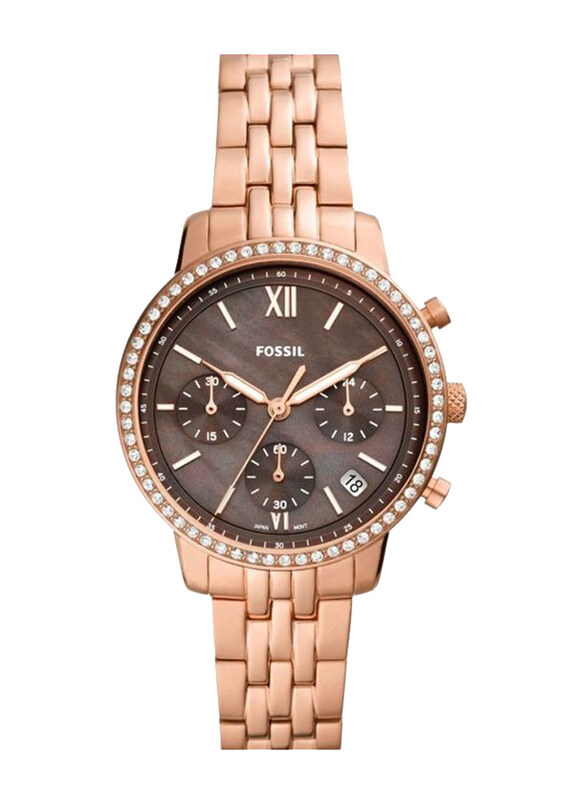 

Fossil Neutra Analog Watch for Women with Stainless Steel Band, Water Resistant, ES5218, Rose Gold-Brown