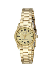 Casio Analog Watch for Women with Stainless Steel Band, Water Resistant, LTP-V001G-9B, Gold