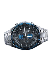 Casio Edifice Analog Watch for Men with Stainless Steel Band, Water Resistant and Chronograph, EF-539D-1A2, Silver-Black/Blue
