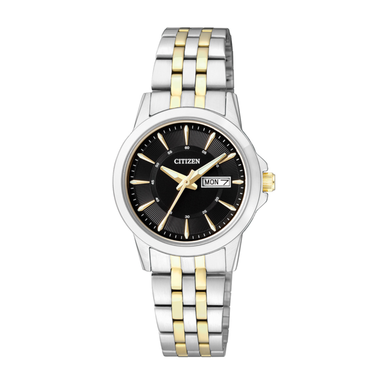 

Citizen Analog Watch for Women with Stainless Steel Band, Water Resistant, EQ0608-55E, Silver/gold-Black