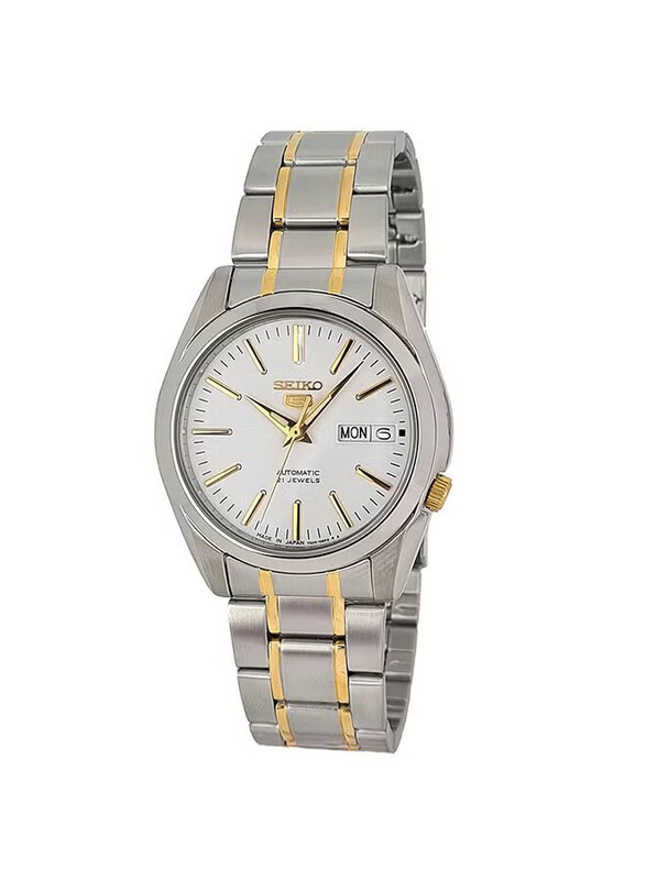 

Seiko Analog Watch for Men with Stainless Steel Band, Water Resistant, SNKL47J1, Silver/Gold-White