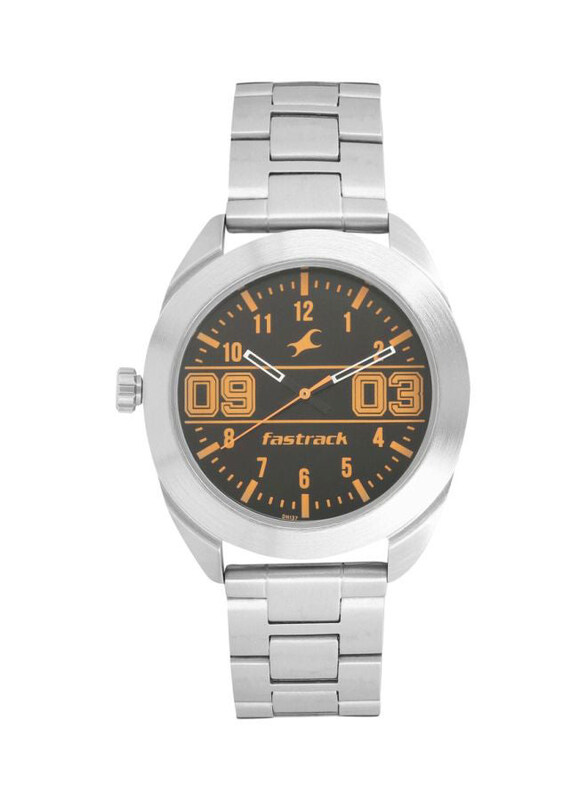 

Fastrack Analog Watch for Boys with Stainless Steel Band, T3175SM02, Silver-Black/Orange