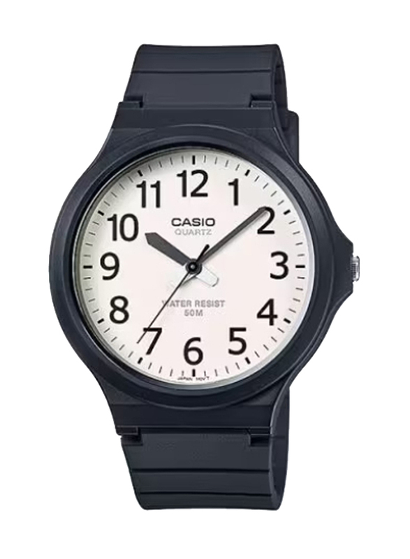 

Casio Youth Series Analog Watch for Men with Resin Band, Water Resistant, MW-240-7BVDF, Black-White