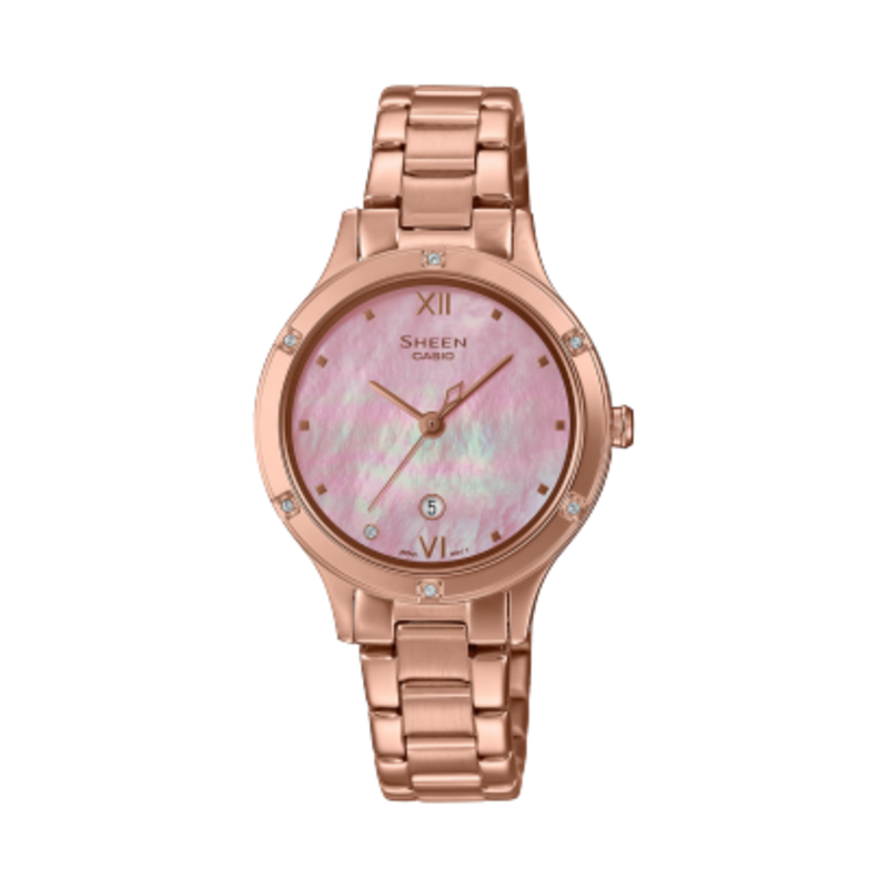 

Casio Sheen Analog Watch for Women with Stainless Steel Band, Water Resistant, SHE-4546PG-4A, Rose Gold-Pink