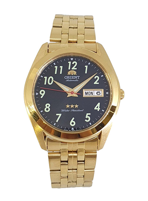 

Orient Automatic Movement Analog Watch for Men with Stainless Steel Band, SAB0D004B8, Gold-Black