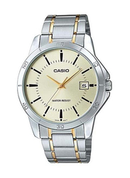 Casio Analog Watch for Women with Stainless Steel Band, Water Resistant, LTP-V004SG-9AUDF, Gold/Silver-Beige