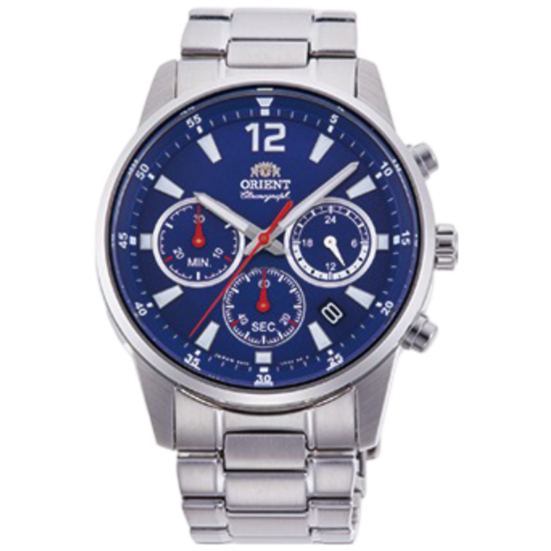 

Orient Analog Watch for Men with Stainless Steel Band, Water Resistant and Chronograph, OW-RAKV0002, Silver-Blue