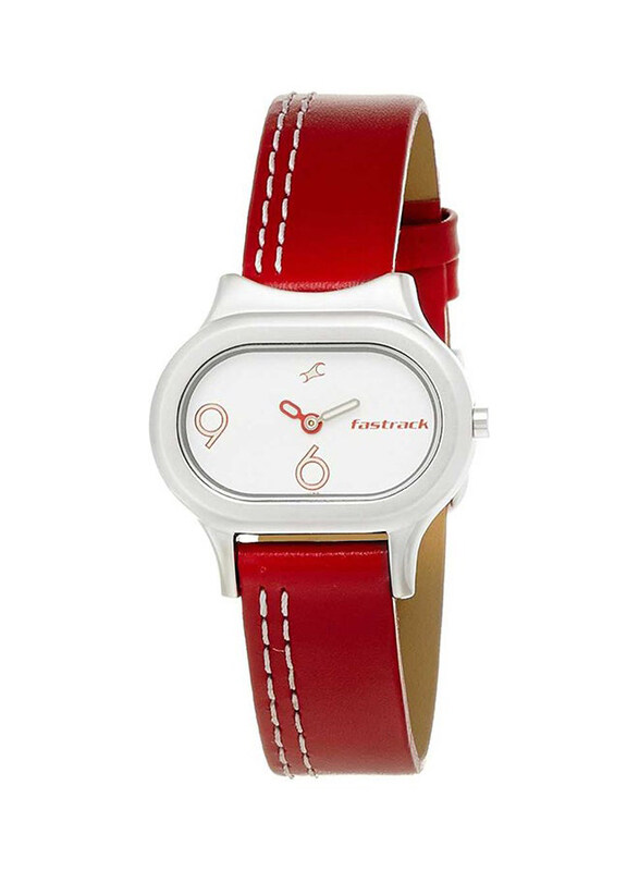 

Fastrack Analog Watch for Women with Leather Band, Water Resistant, 2394Sl01, Red-White