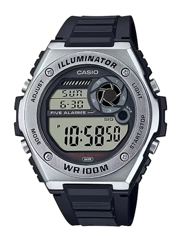 

Casio Youth Series Digital Watch for Men with Plastic Band, Water Resistant, MWD-100H-1AVDF, Black-Grey