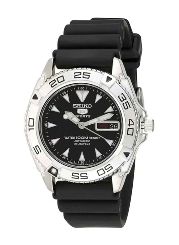 Seiko Analog Watch for Men with Resin Band, Water Resistant, SNZB33J2, Black-Black