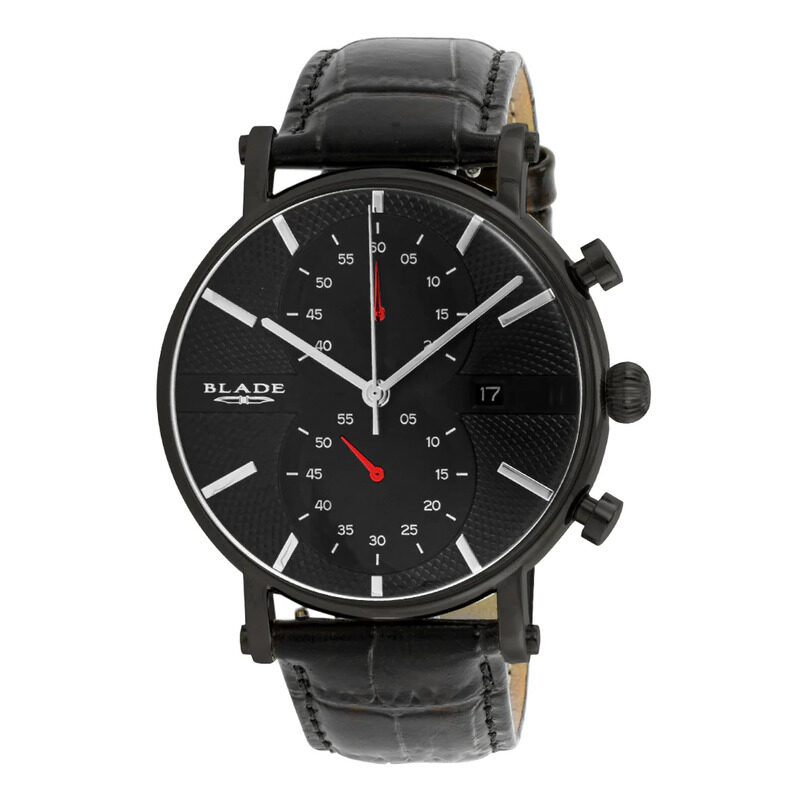 

Blade Aura Analog Watch for Men with Leather Band, Water Resistant and Chronograph, 3624G1NNN, Black-Black
