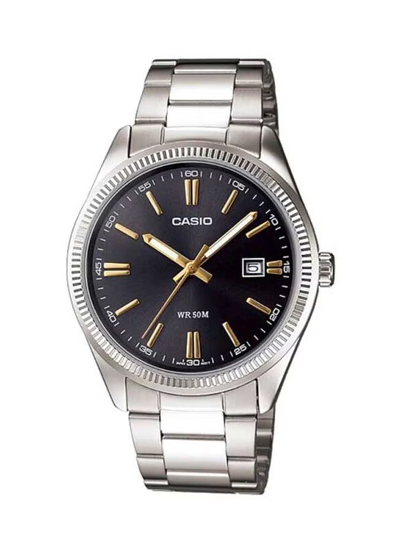 

Casio Enticer Analog Watch for Men with Stainless Steel Band, Water Resistant, MTP-1302D-1A2, Silver-Black